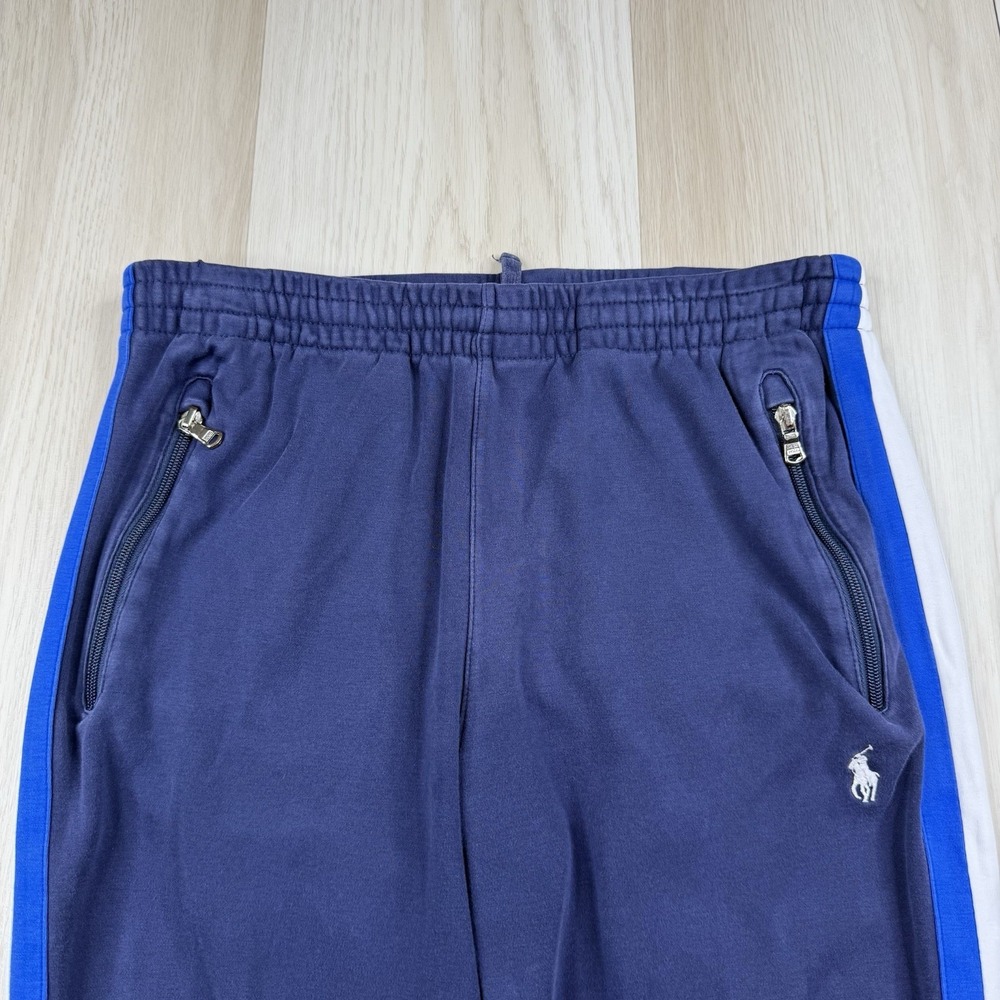 Polo Ralph Lauren Blue Striped Drawstring Cotton Athletic Sweat Pants Men Medium - Picture 4 of 14